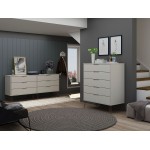 Rockefeller 5-Drawer Tall Dresser and 6-Drawer Wide Dresser in Off White and Nature
