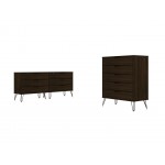 Rockefeller 5-Drawer Tall Dresser and 6-Drawer Wide Dresser in Brown