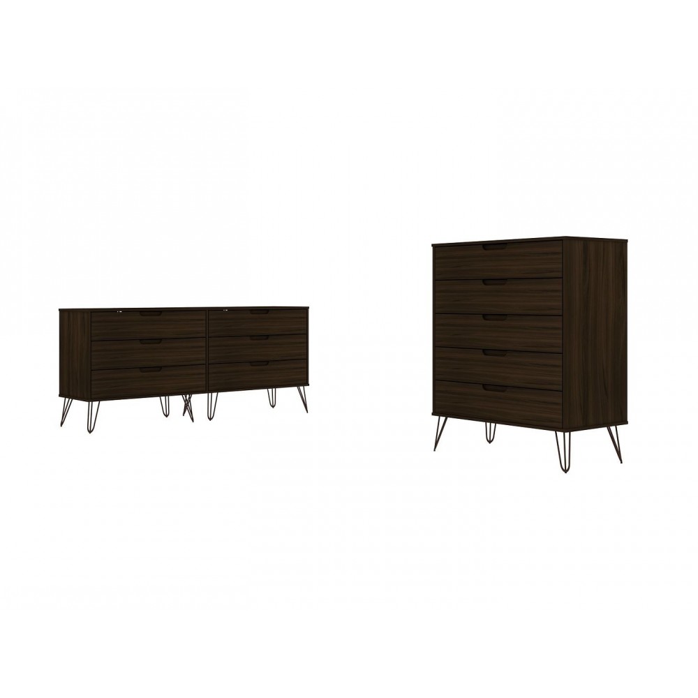 Rockefeller 5-Drawer Tall Dresser and 6-Drawer Wide Dresser in Brown