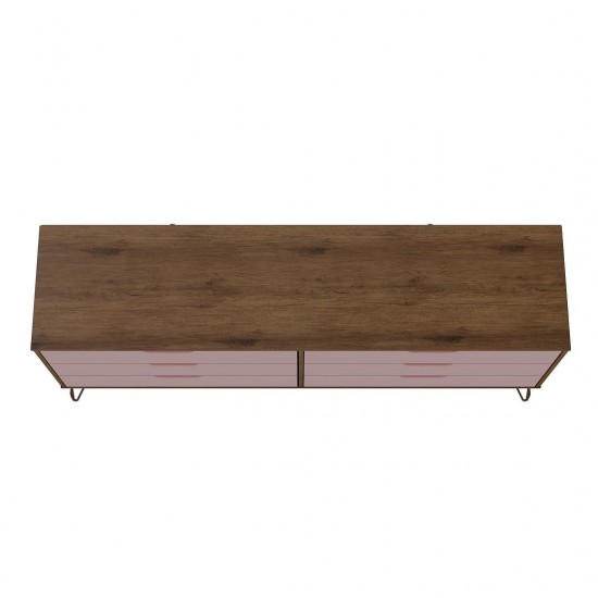 Rockefeller 5-Drawer Tall Dresser and 6-Drawer Wide Dresser in Nature and Rose Pink