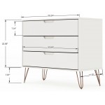 Rockefeller 3 Piece Bedroom Set Tall 5-Drawer Dresser, Standard 3- Drawer Dresser and 2-Drawer Nightstand in White