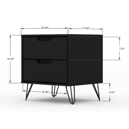 Rockefeller 3 Piece Bedroom Set Tall 5-Drawer Dresser, Standard 3- Drawer Dresser and 2-Drawer Nightstand in Black
