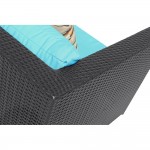Fine Mod Imports Garden 7-Piece Outdoor Rattan, Espresso with Blue Cushion