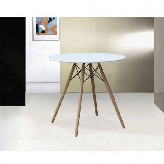 Fine Mod Imports WoodLeg Dining Table 42" Wood Top, White