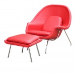 Fine Mod Imports Woom Chair and Ottoman in Leather, Red