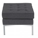 Fine Mod Imports Button Ottoman in Wool, Gray