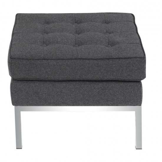 Fine Mod Imports Button Ottoman in Wool, Gray