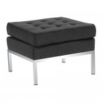 Fine Mod Imports Button Ottoman in Wool, Gray