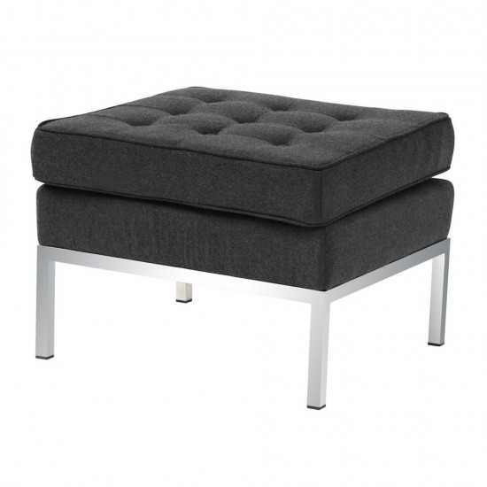 Fine Mod Imports Button Ottoman in Wool, Gray