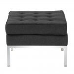 Fine Mod Imports Button Ottoman in Wool, Gray