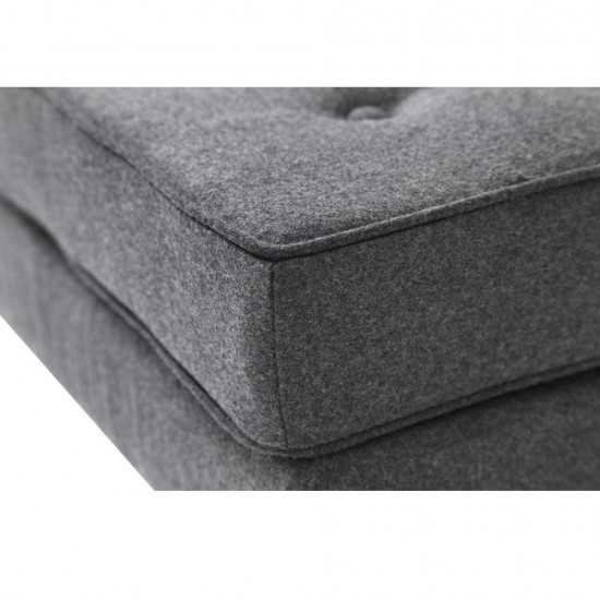 Fine Mod Imports Button Ottoman in Wool, Gray