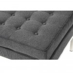 Fine Mod Imports Button Ottoman in Wool, Gray