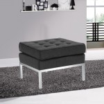 Fine Mod Imports Button Ottoman in Wool, Gray