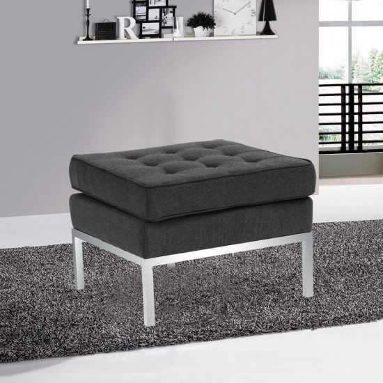 Fine Mod Imports Button Ottoman in Wool, Gray