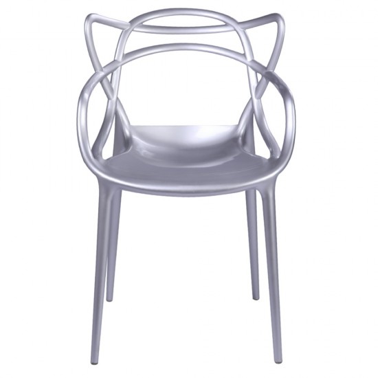 Fine Mod Imports Brand Name Dining Chair, Silver