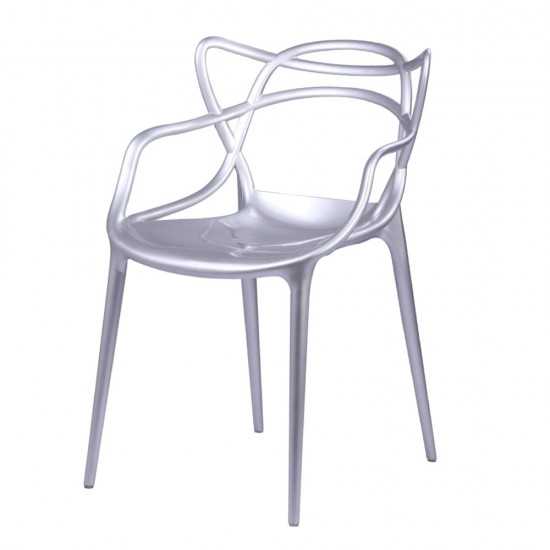 Fine Mod Imports Brand Name Dining Chair, Silver