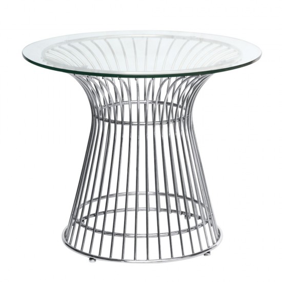 Fine Mod Imports Wire Side Table, Glass