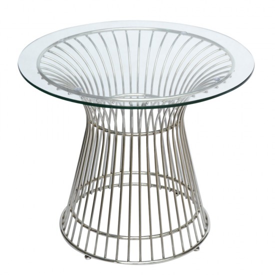 Fine Mod Imports Wire Side Table, Glass