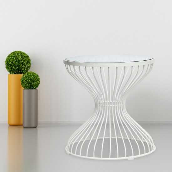 Fine Mod Imports Squeezed Side Table, Glass