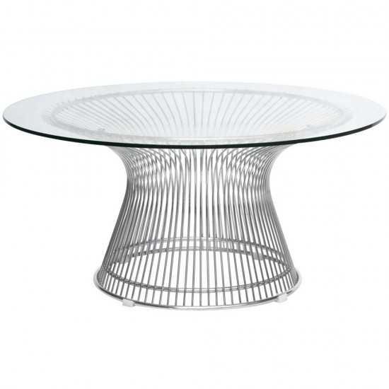 Fine Mod Imports Wire Side Table, Glass