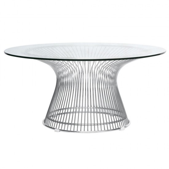 Fine Mod Imports Wire Side Table, Glass