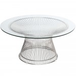 Fine Mod Imports Wire Side Table, Glass