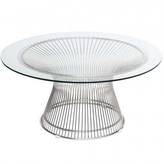Fine Mod Imports Wire Side Table, Glass