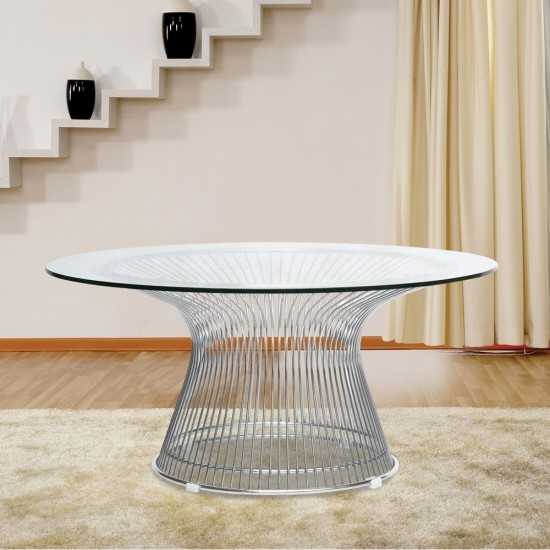 Fine Mod Imports Wire Side Table, Glass