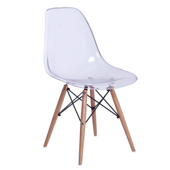 Fine Mod Imports GlossWood Dining Side Chair, Clear