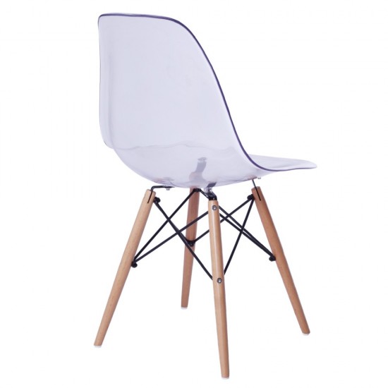 Fine Mod Imports GlossWood Dining Side Chair, Clear