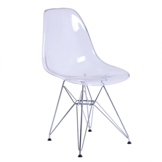 Fine Mod Imports GlossWire Dining Side Chair, Clear