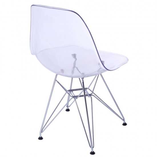 Fine Mod Imports GlossWire Dining Side Chair, Clear