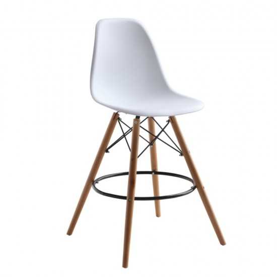 Fine Mod Imports Woodleg Counter Chair Round Base, White