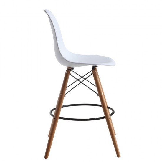 Fine Mod Imports Woodleg Counter Chair Round Base, White