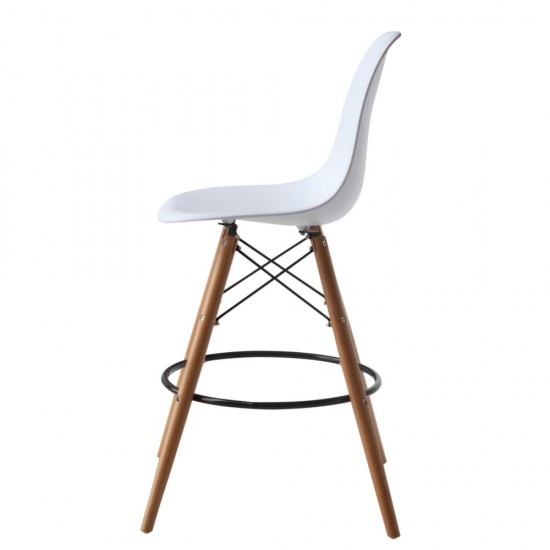 Fine Mod Imports Woodleg Counter Chair Round Base, White