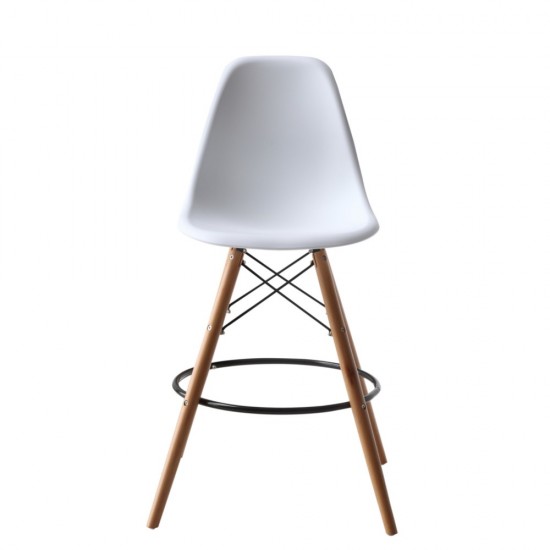 Fine Mod Imports Woodleg Counter Chair Round Base, White