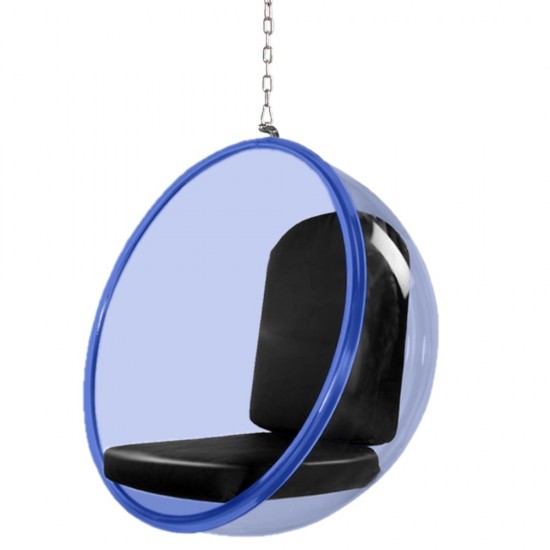 Fine Mod Imports Bubble Hanging Chair Blue Acrylic, Black