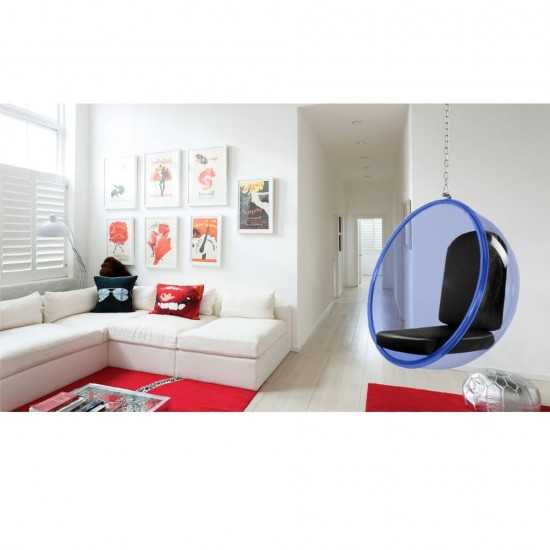 Fine Mod Imports Bubble Hanging Chair Blue Acrylic, Black