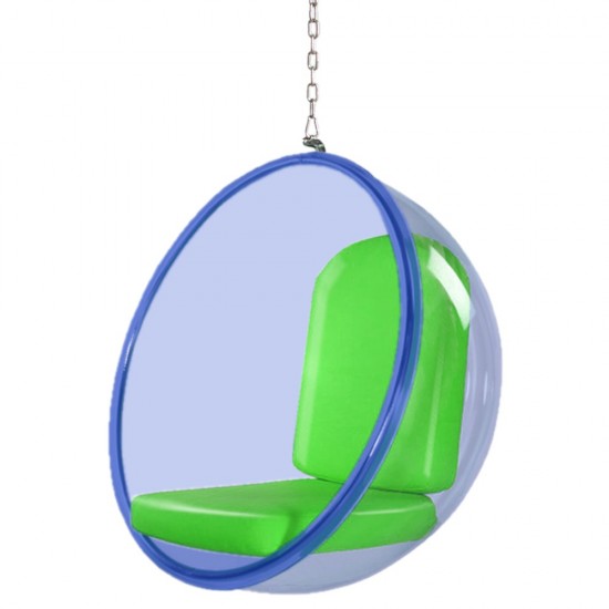 Fine Mod Imports Bubble Hanging Chair Blue Acrylic, Green