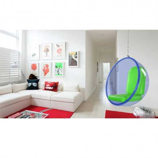 Fine Mod Imports Bubble Hanging Chair Blue Acrylic, Green