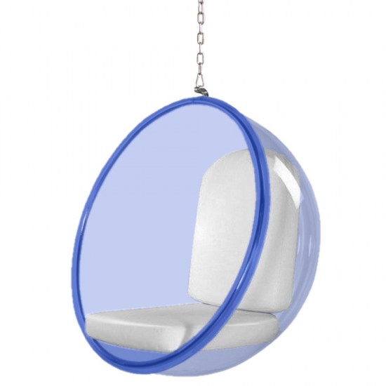 Fine Mod Imports Bubble Hanging Chair Blue Acrylic, White