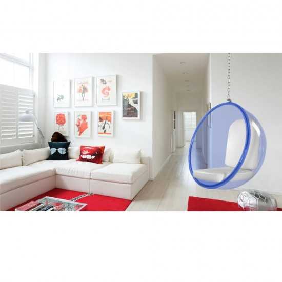 Fine Mod Imports Bubble Hanging Chair Blue Acrylic, White