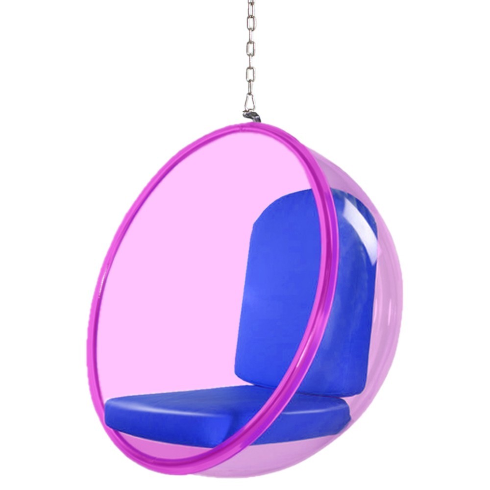 Fine Mod Imports Bubble Hanging Chair Pink Acrylic, Blue