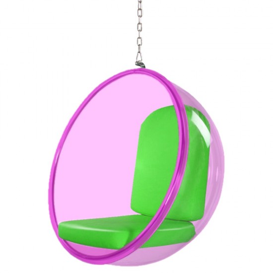 Fine Mod Imports Bubble Hanging Chair Pink Acrylic, Green