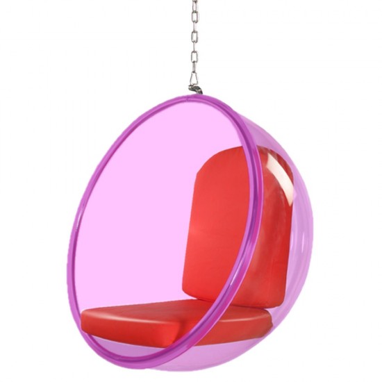 Fine Mod Imports Bubble Hanging Chair Pink Acrylic, Red