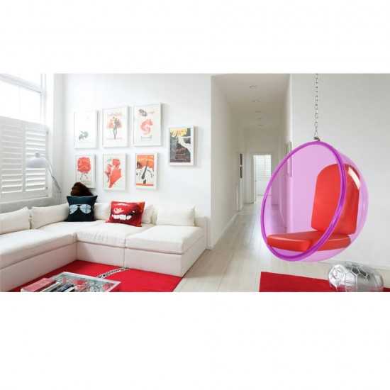 Fine Mod Imports Bubble Hanging Chair Pink Acrylic, Red