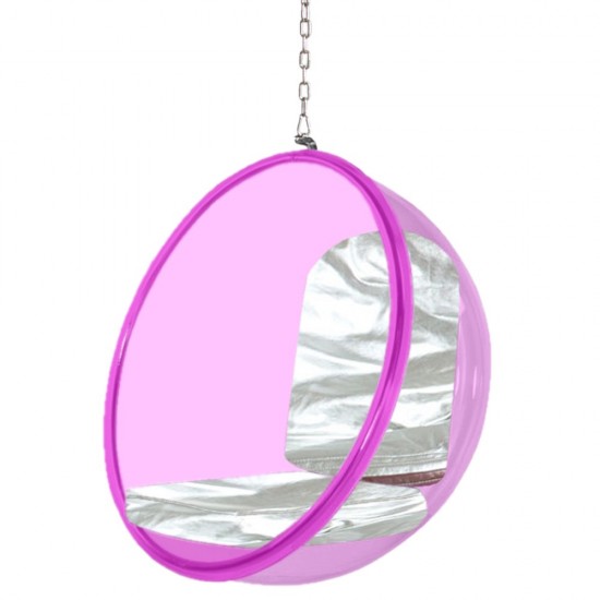 Fine Mod Imports Bubble Hanging Chair Pink Acrylic, Silver