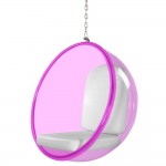 Fine Mod Imports Bubble Hanging Chair Pink Acrylic, White