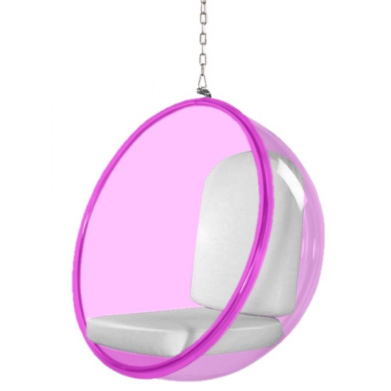 Fine Mod Imports Bubble Hanging Chair Pink Acrylic, White