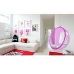 Fine Mod Imports Bubble Hanging Chair Pink Acrylic, White